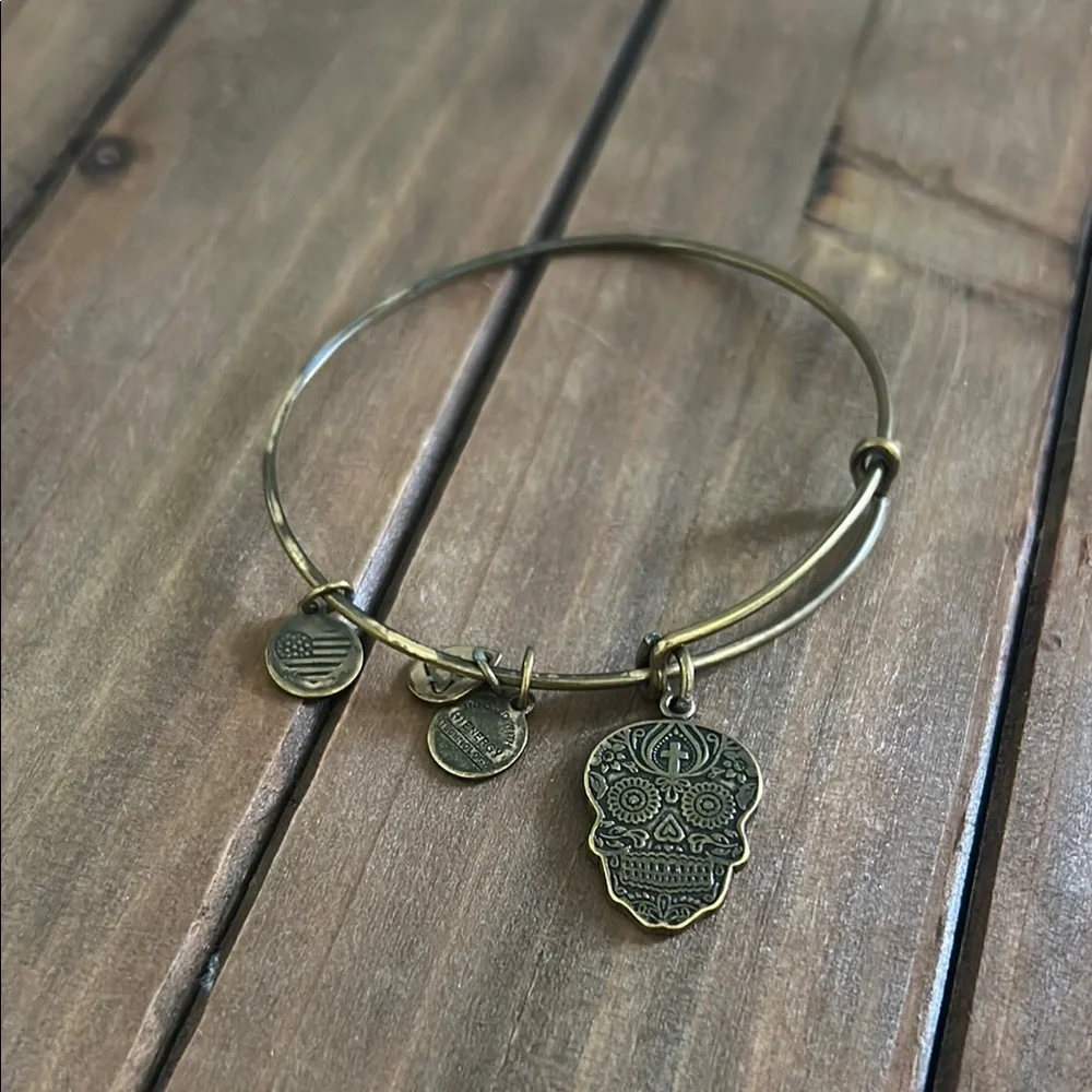 Alex and Ani Calavera Sugar Skull Charm Bangle Bracelet